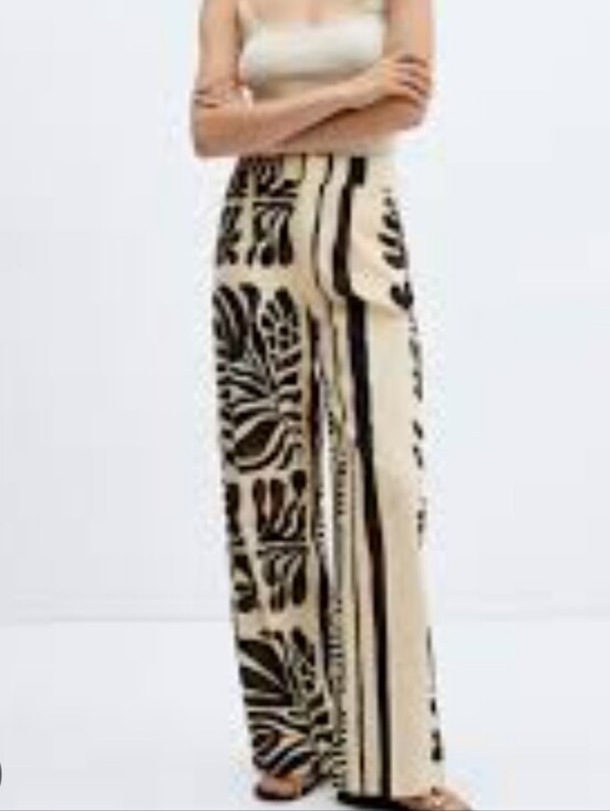 Pants - Mango Karina Cotton Blend Straight Trousers